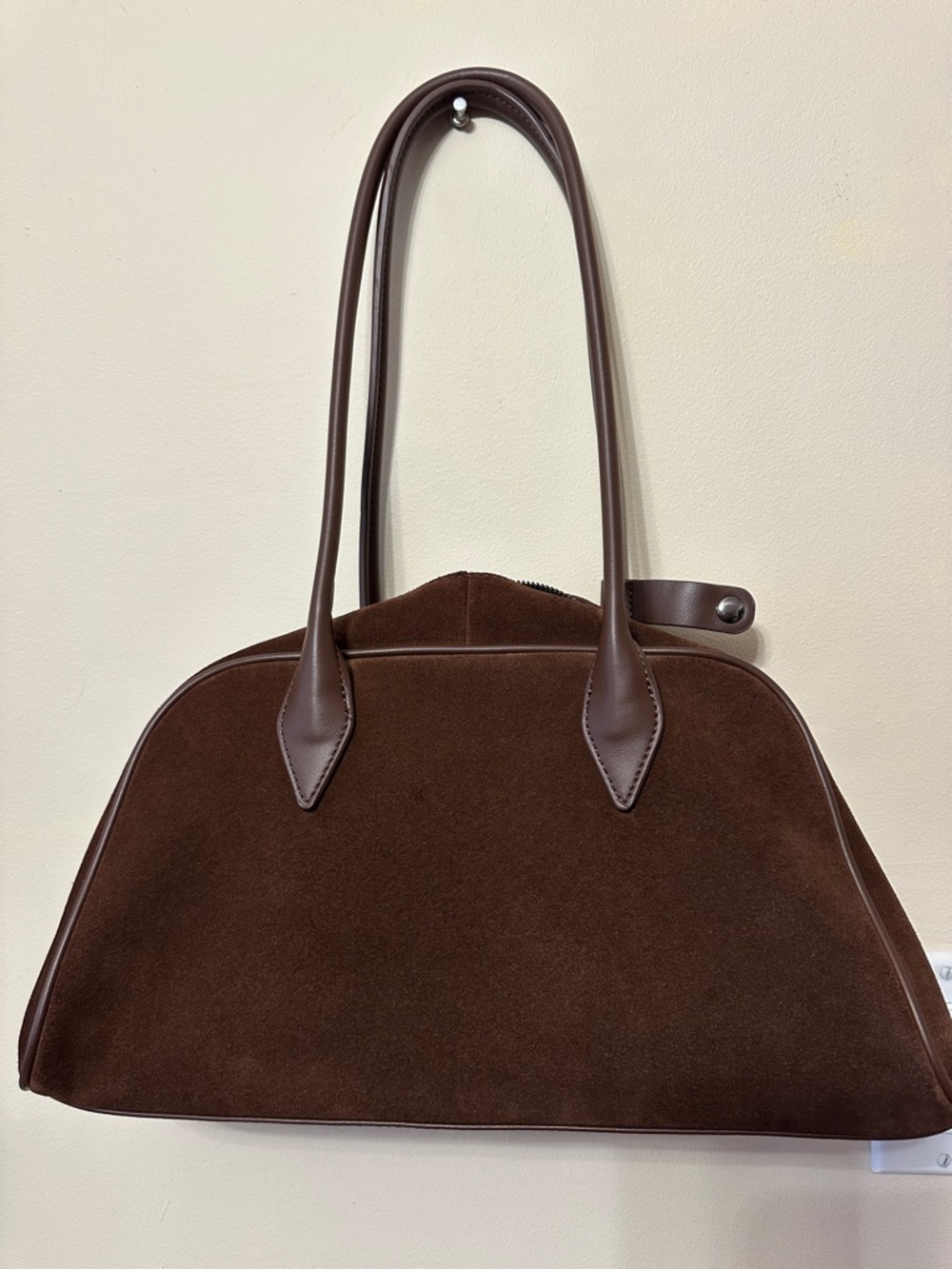 Classic Brown Suede Women's Shoulder Bag - Elegant Everyday Tote - Picture 8 of 11